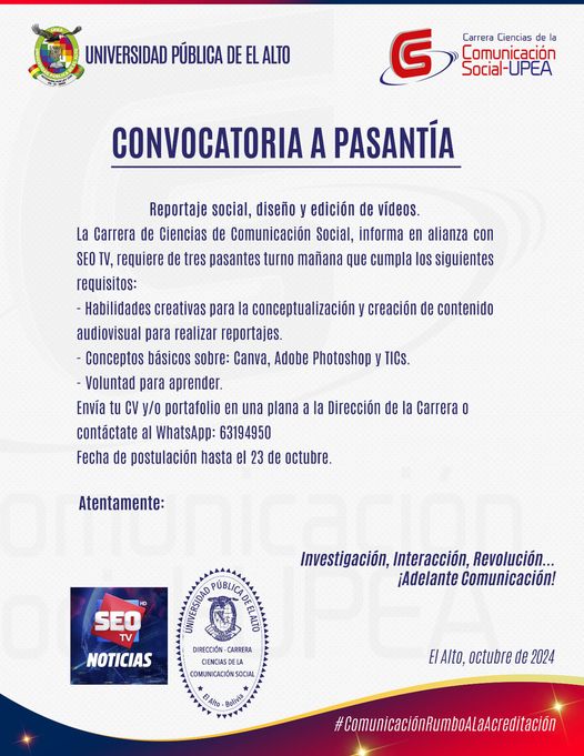 Convocatoria pasantía